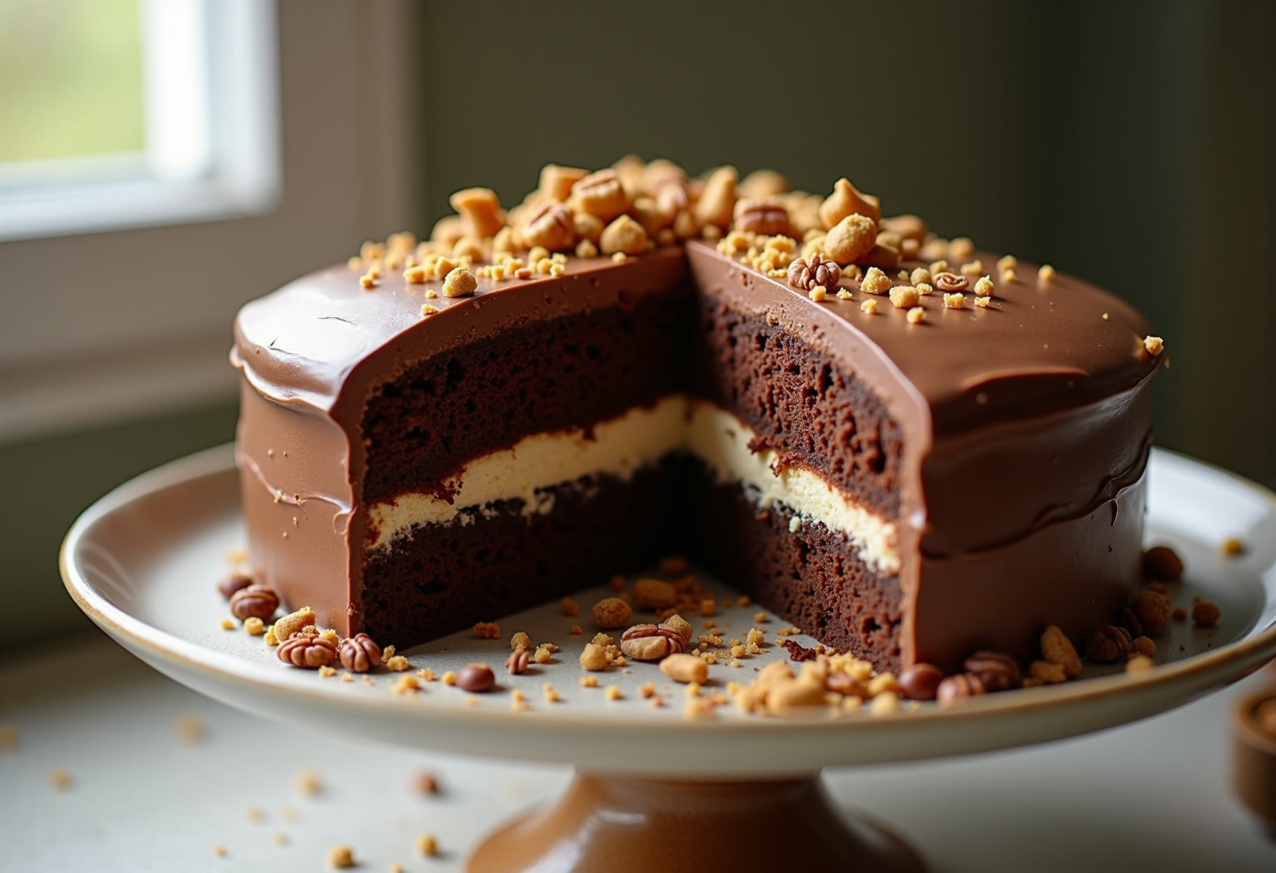 Birthday layer cake in chocolate and vanilla